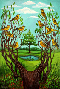 Yellow Warblers, Acrylic on Canvas, sold
