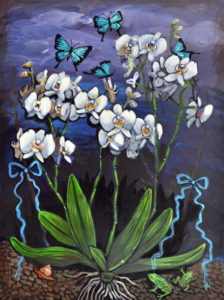 White Orchids, Acrylic on Canvas