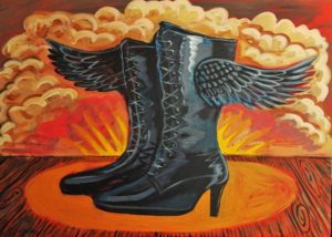 Winged Boots, Acrylic on Canvas