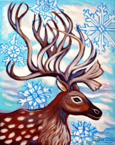Winter Reindeer, Acrylic on Canvas