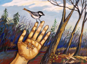Chickadee, Acrylic on Canvas