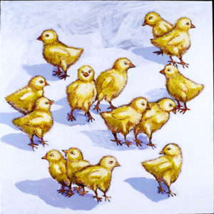 Fuzzy Chicks, Acrylic on Canvas