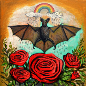 Happy Bat, Acrylic on Canvas, 20x20