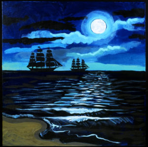 Night Ships, Acrylic on Canvas