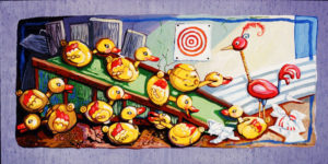 Ten Ducks, Acrylic on Canvas